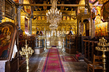 The interior of Agioi Taxiarches church in Milies, Pelion, Greece
