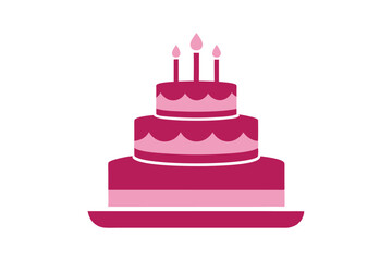 Birthday Cake Vector Illustration: Festive and Colorful Dessert Isolated on White Background for Joyful Celebration Design