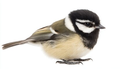 Tit bird isolated on white, ideal for bird identification or natural history.
