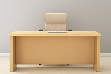 Modern Office Desk with Chair and Keyboard
