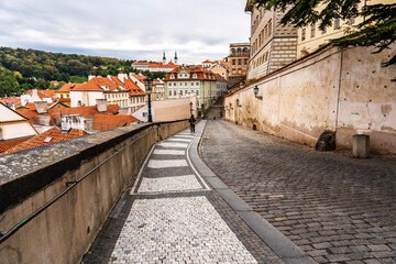 Ke Hradu Street part of the historic Royal Route, connects Nerudova Street with Hradčanský square, Mala Strana neighborhood, Prague, Czech Republic.