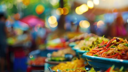 A blur of colors and textures as vendors showcase their delicious offerings at a food festival.