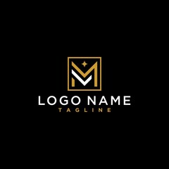 letter lm or ml luxury abstract initial square logo design inspiration