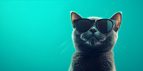 Obraz premium Cool Cat Wearing Sunglasses on Transparent Background