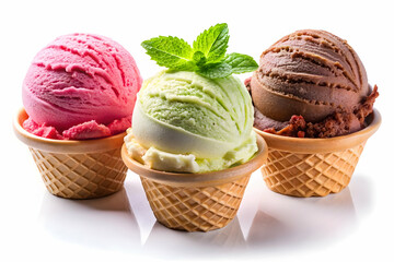 3 set of icecream on white background