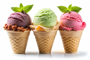 3 set of icecream on white background