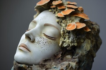 Porcelain Cracks Interwoven with Fungal Decay