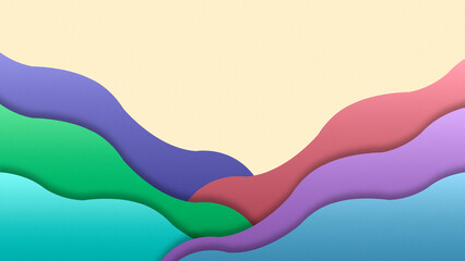 Flat wallpaper design os soft gradient color waves and dynamic shadows for banner presentation.