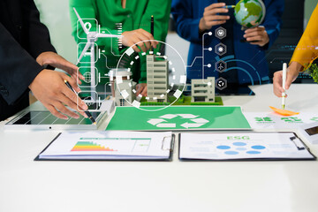 Sustainable development with renewable energy solutions, ecology concept, green business.