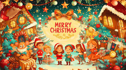 Obraz premium Holiday season - Merry Christmas - xmas horizontal banner with text. 