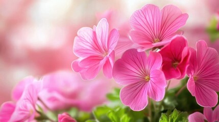 Fototapeta premium Close-up of delicate pink flowers with soft, blurred background.