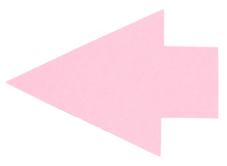 Light pink paper cardboard arrow symbol pointing left direction sign isolated on transparent background with copy space for text
