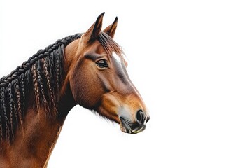 Fototapeta premium Elegant Horse with Braided Mane Ready for Showcase