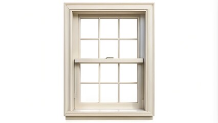 Single hung sash window isolated on white background