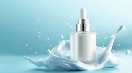 Milk based cosmetics provide a luxurious and moisturizing experience for skin. This image showcases the product's texture and the beauty of milk products.