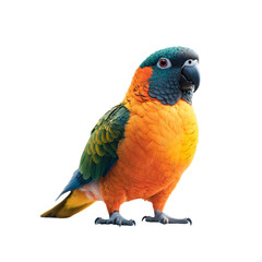 Fototapeta premium Vibrant Parrot: A Close-Up of a Colorful Bird Showcasing Intricate Feather Patterns and a Bold Personality in Stunning Detail Against a Solid Black Background