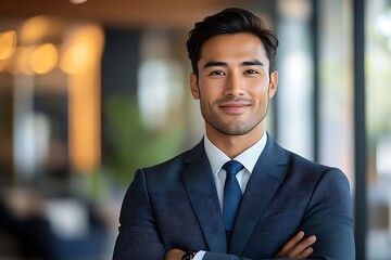 Confident Businessman Smiling with Arms Crossed