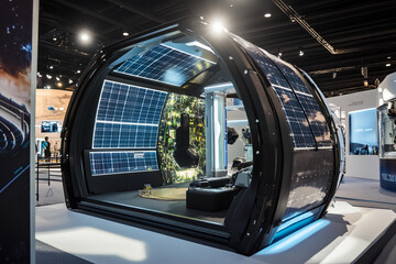 Obraz premium Innovative solar-powered habitat display at technology expo