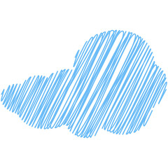 Hand drawn pencil drawing of clouds in pastel color. Kids sketch chalk drawing. Grunge image of the heaven. For design template art children education material.