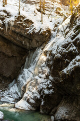 Partnachklamm or Partnach gorge in wintertime