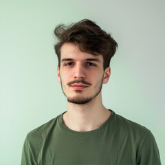 Fototapeta premium A man on a green background in sportswear is doing fitness 