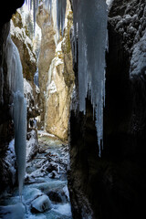 Partnachklamm or Partnach gorge in wintertime