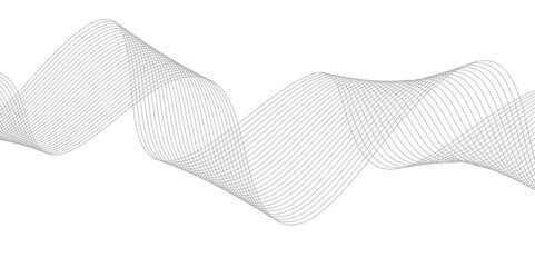 Fototapeta premium Abstract wave element for design. Digital frequency track equalizer. Stylized line art background. Vector illustration. Wave with lines created using blend tool. Curved wavy line, smooth stripe.