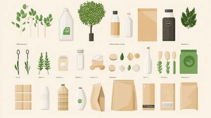 An infographic on eco-friendly packaging materials, showing benefits of sustainable choices, green accents.
