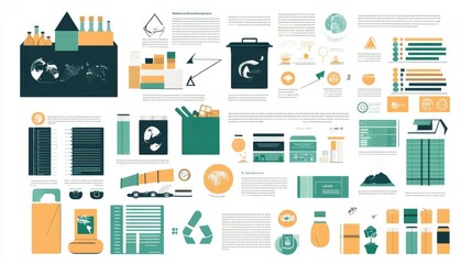 Eco-friendly packaging infographic with icons and data, showing environmental advantages, minimal style.