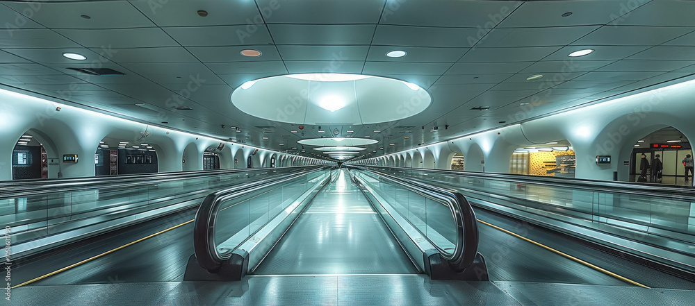 Aufkleber terminal profile of a moving walkway.