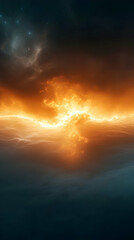 Fototapeta premium Fiery Cosmic Clouds Abstract Background Illustration
