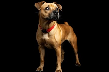 Obraz premium Staffordshire Bull Terrier adult dog, muscular with fawn coat, standing confidently, loyal and protective expression