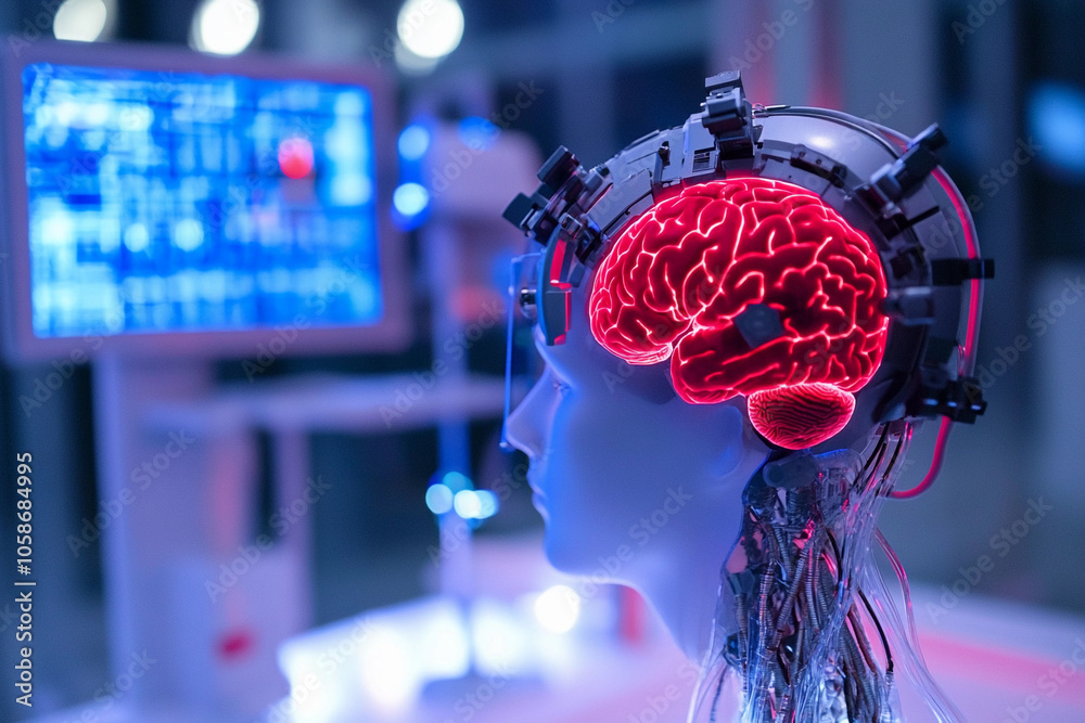 Aufkleber Exploring human brain activity in a futuristic lab setting