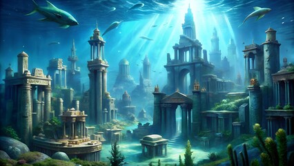 City of Atlantis under the ocean