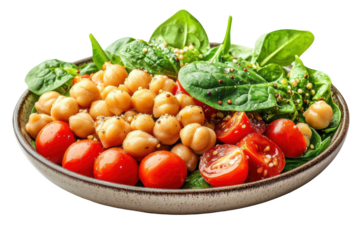 Quinoa salad with chickpeas, PNG isolated on transparent background, white background.