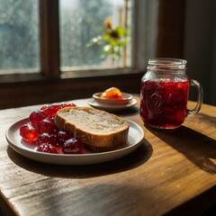 Breakfast bread and jelly fresh food for family