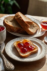 Breakfast bread and jelly fresh food for family