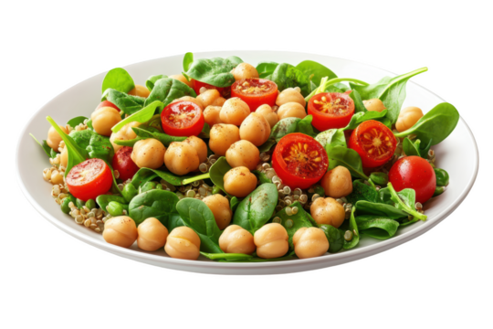 Quinoa salad with chickpeas, PNG isolated on transparent background, white background.