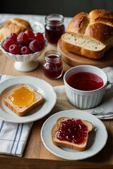 Breakfast bread and jelly fresh food for family