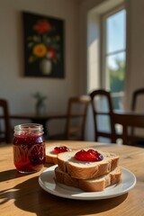 Breakfast bread and jelly fresh food for family