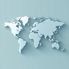 Naklejka premium Minimalist World Map on Soft Blue Background