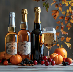 Obraz premium Beer wine and liquor in a November setting.