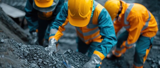 Fototapeta premium Workers in Protective Suits at Construction Site