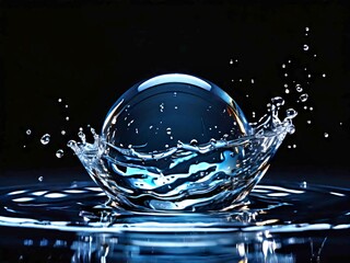 Water, water droplets, air bubbles, water crown, water surface, water surface tension, water waves,