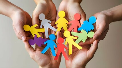 Hands United Holding Multicolored Paper Figures

