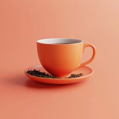 Fototapeta premium Vibrant Orange Tea Cup with Spices on Saucer