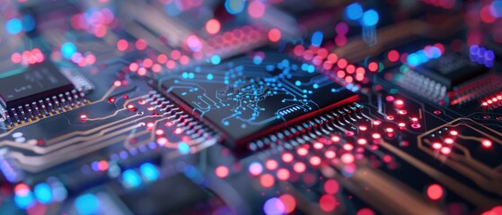 High Resolution Close-Up of Circuit Board Elements