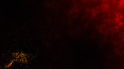 abstract glowing particles of burning fire and smoke on a black background