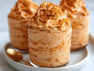 Delicious Pumpkin Mousse Dessert Photo with Crumb Topping