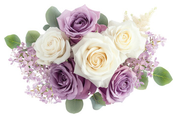 Naklejka premium PNG Bouquet of soft lilac rose blossom flower.